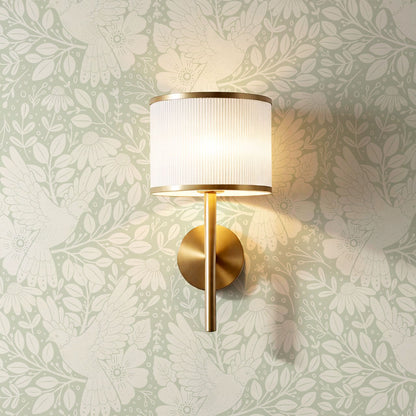 Fae Doves Cream Soft Green Wallpaper
