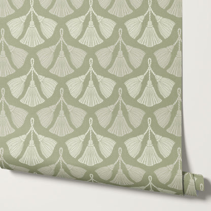 Fantasia Tassel Laurel Green Wallpaper