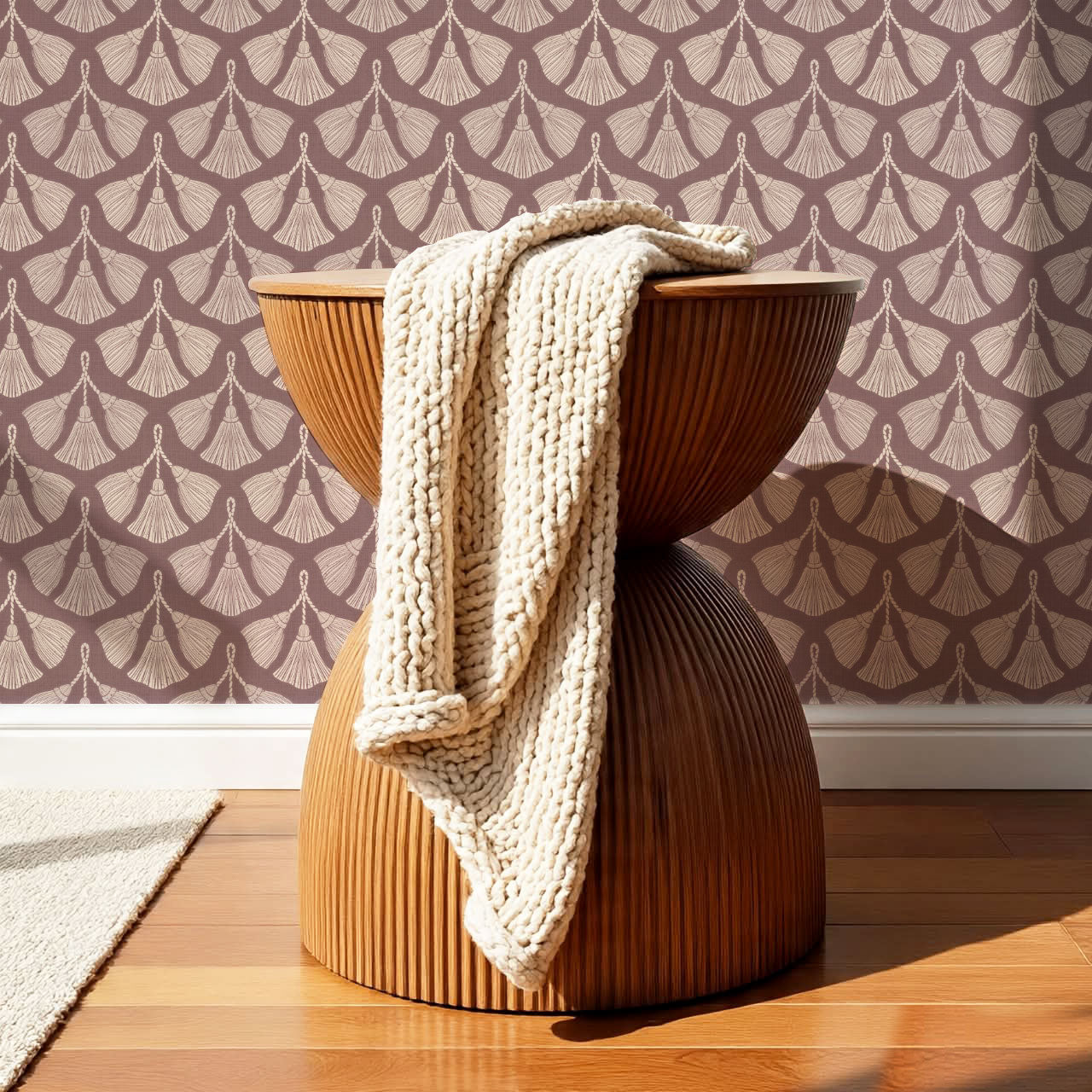 Fantasia Tassel Mauve Wallpaper