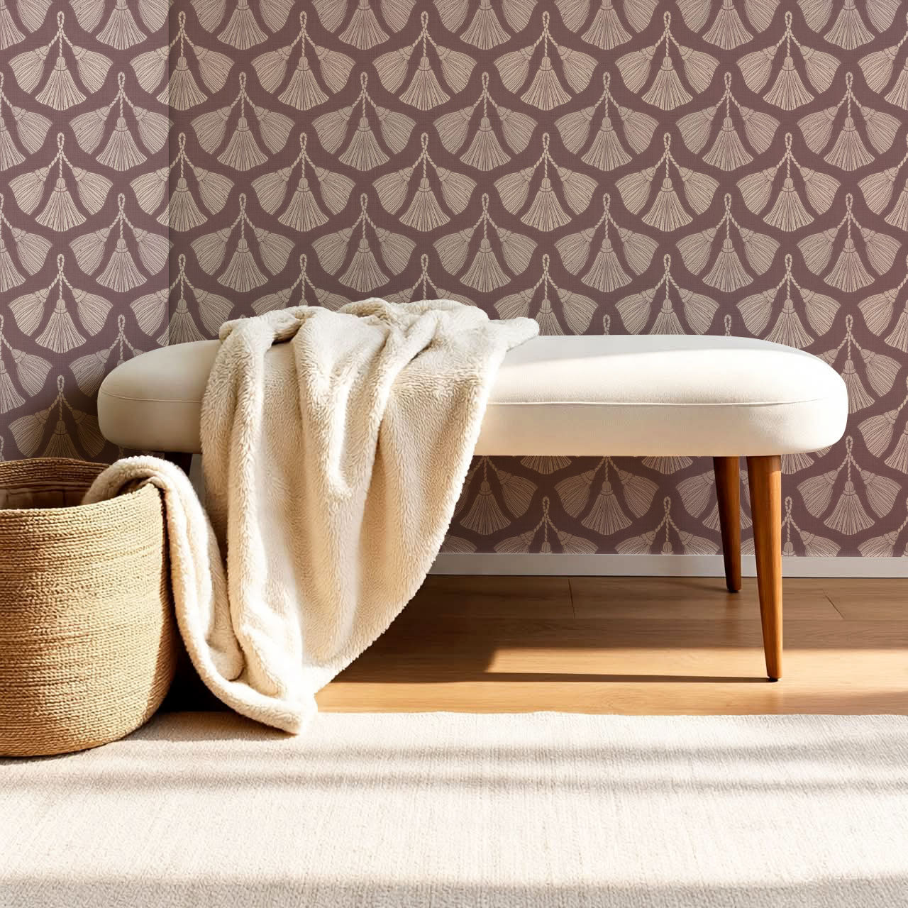 Fantasia Tassel Mauve Wallpaper
