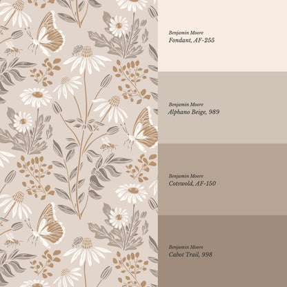 Faye Flutterby Latte Wallpaper