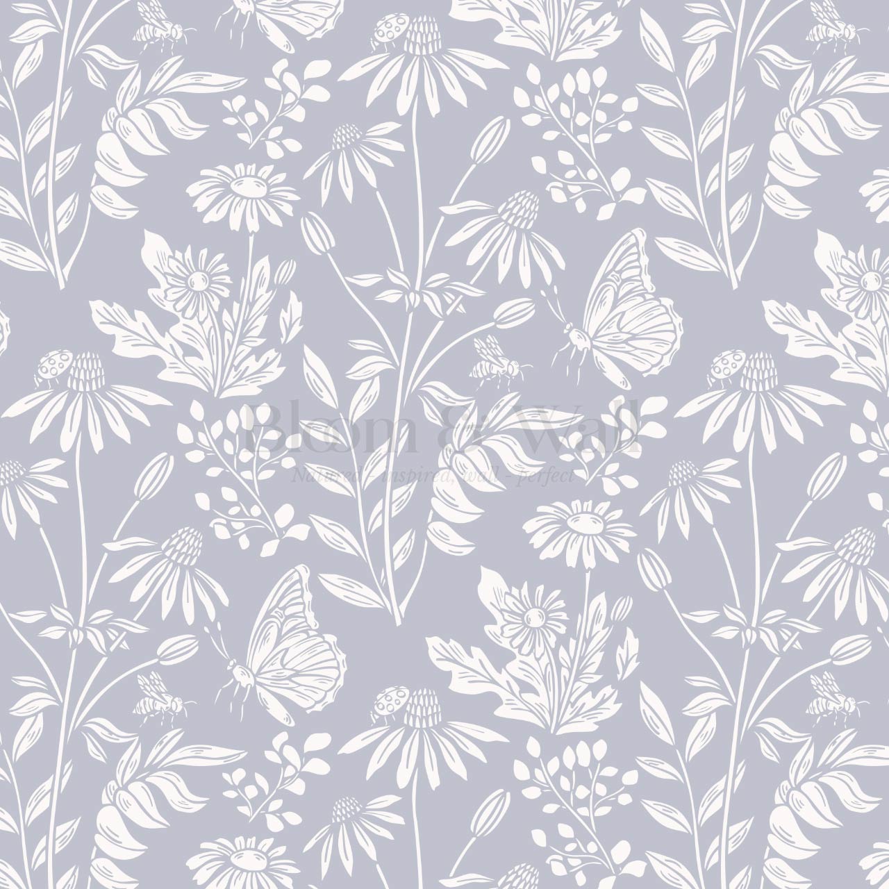 Faye Flutterby Chambray Wallpaper