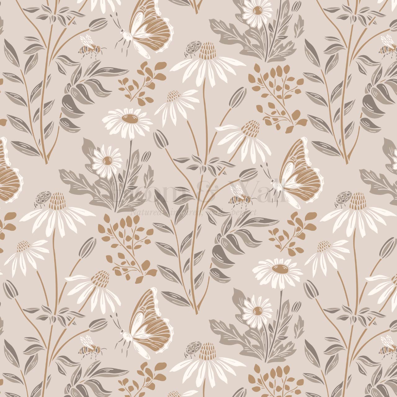 Faye Flutterby Latte Wallpaper