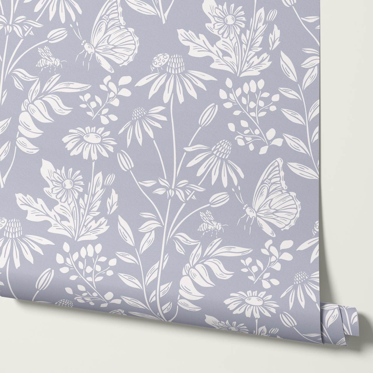 Faye Flutterby Chambray Wallpaper