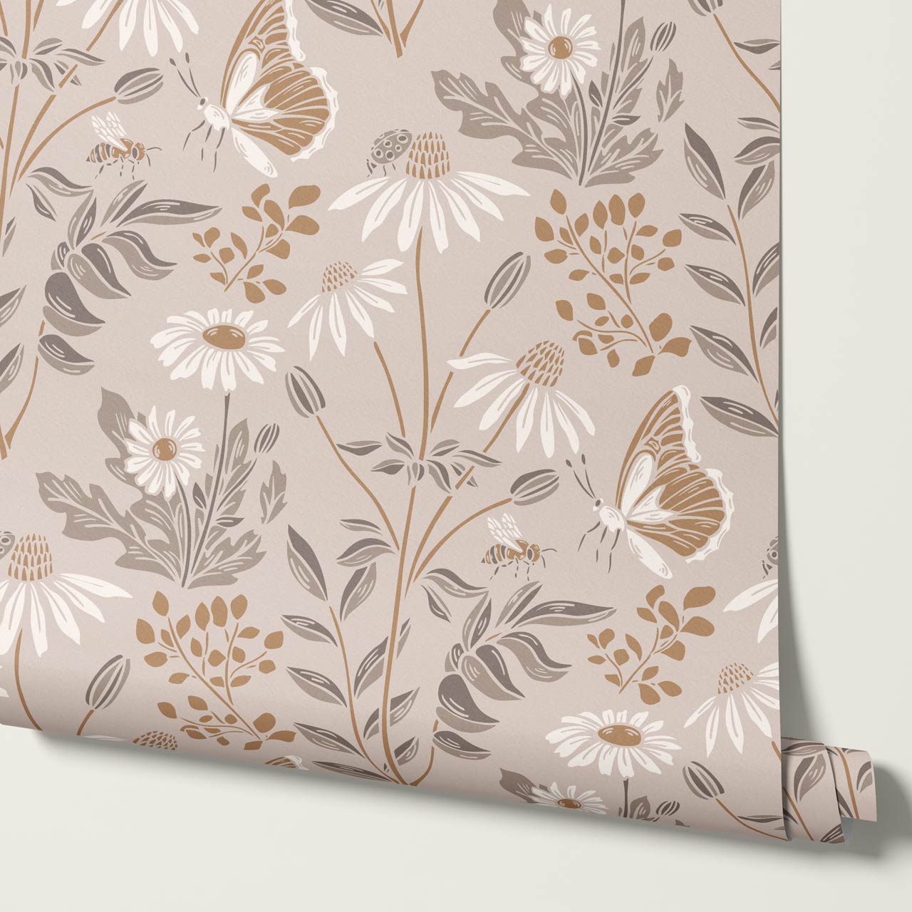 Faye Flutterby Latte Wallpaper