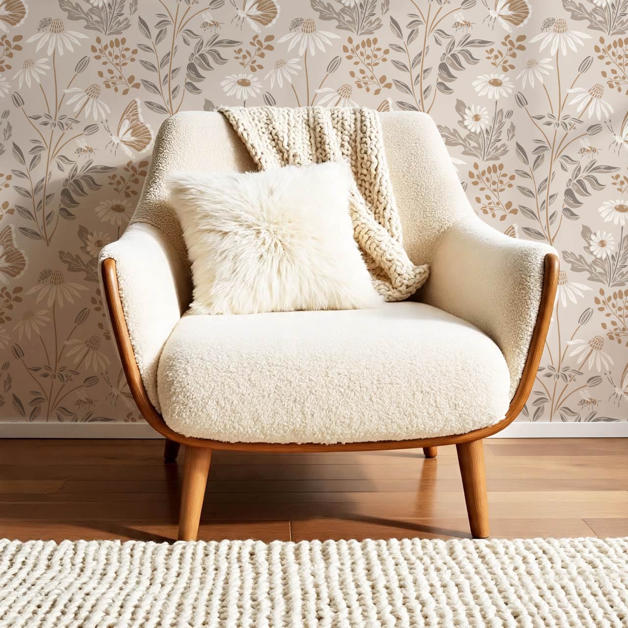 Faye Flutterby Latte Wallpaper