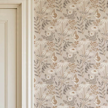 Faye Flutterby Latte Wallpaper