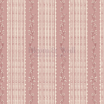 Feliciana Ticking Stripes Berry Rose Ivory Wallpaper