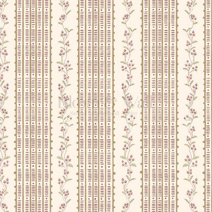 Feliciana Ticking Stripes Cream Rose Wallpaper