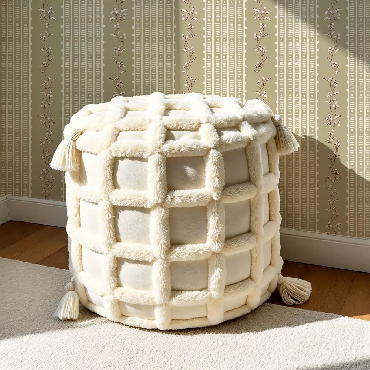 Feliciana Ticking Stripes Olive Cream Wallpaper