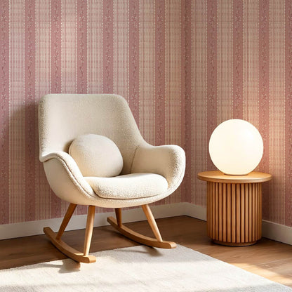 Feliciana Ticking Stripes Berry Rose Ivory Wallpaper