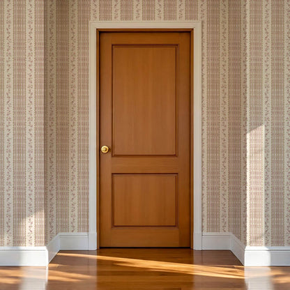 Feliciana Ticking Stripes Cream Rose Wallpaper