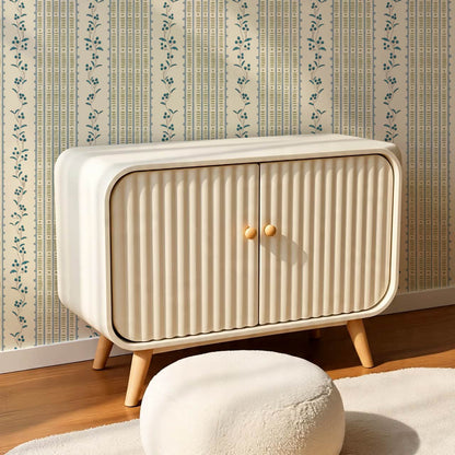 Feliciana Ticking Stripes French Blue Ivory Wallpaper