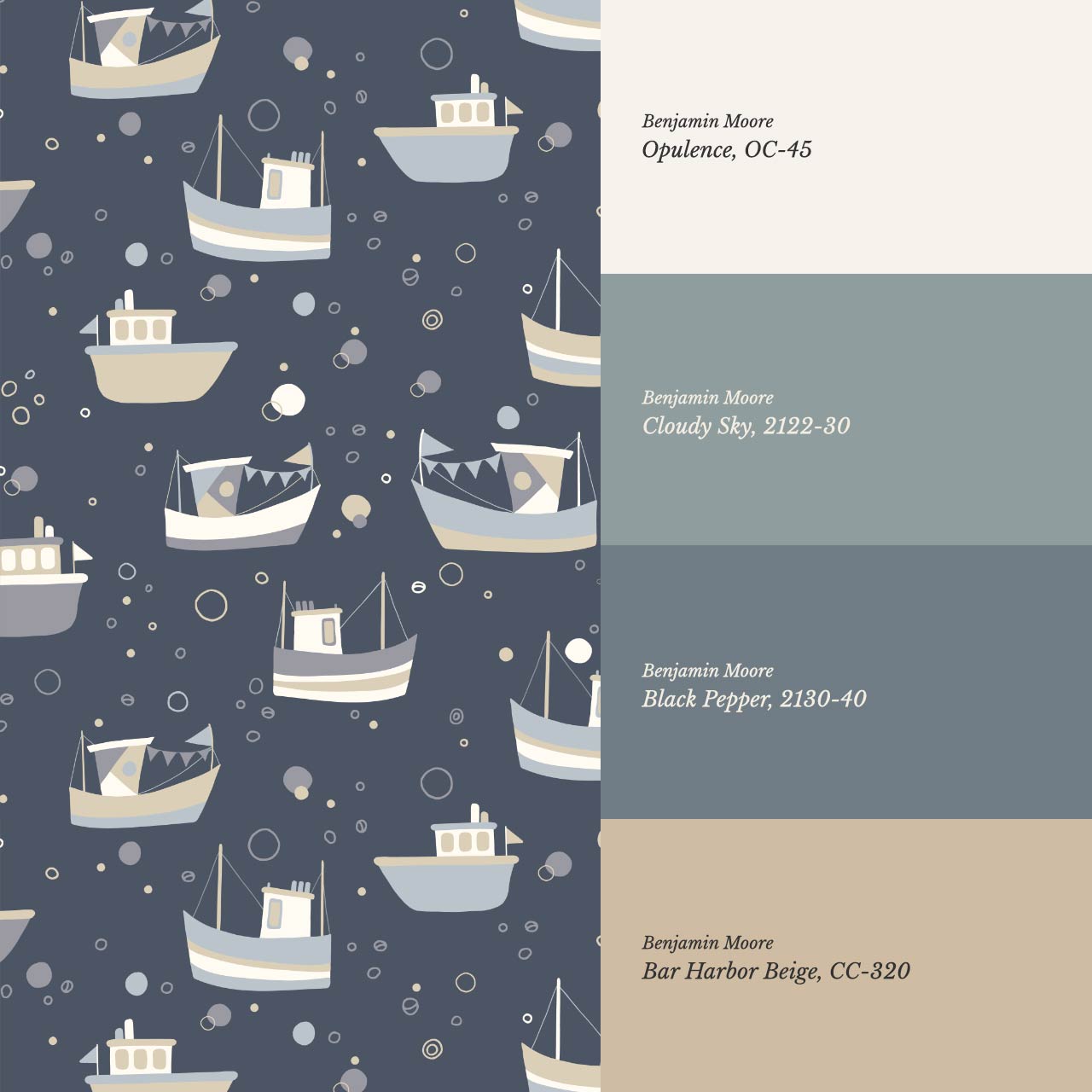 Felix Out to Sea Sailboats Blue Tan Wallpaper