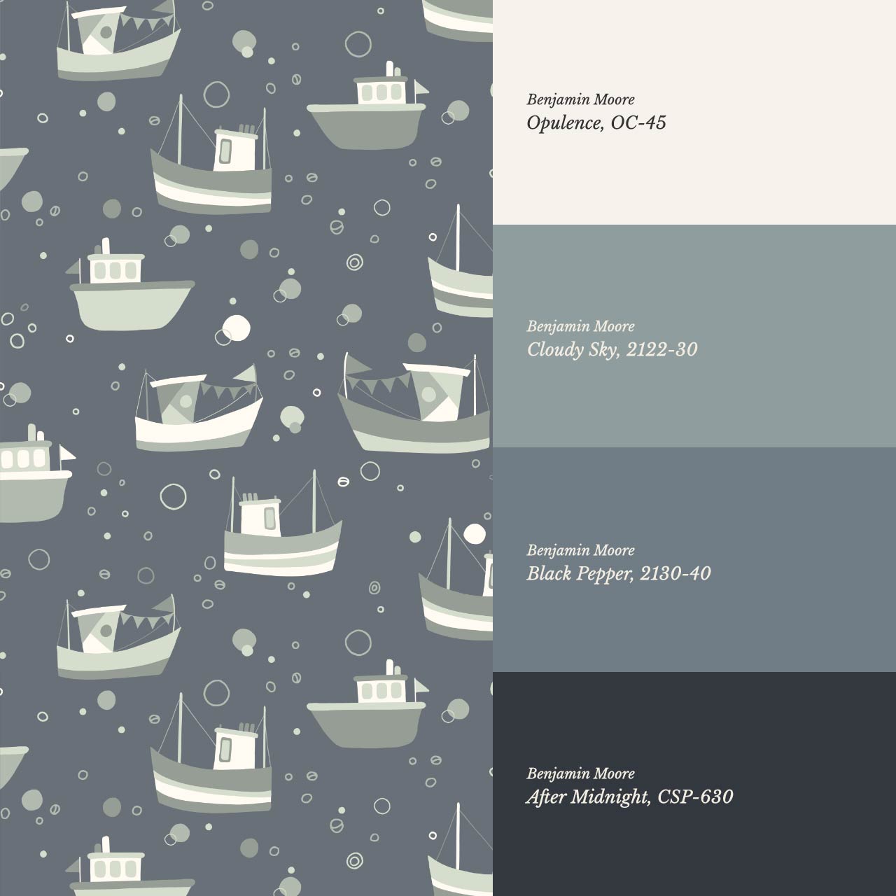 Felix Out to Sea Sailboats Blue Green Wallpaper