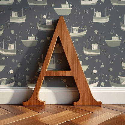 Felix Out to Sea Sailboats Blue Green Wallpaper