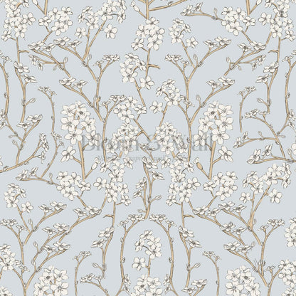 Fiammette Cottage Florals Baby Blue Cream Wallpaper