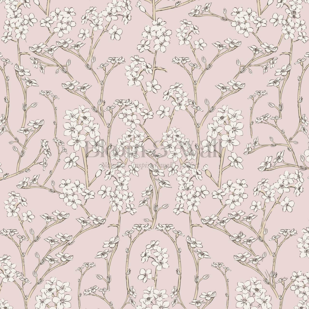 Fiammette Cottage Florals Soft Berry Cream Wallpaper