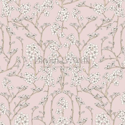 Fiammette Cottage Florals Soft Berry Cream Wallpaper