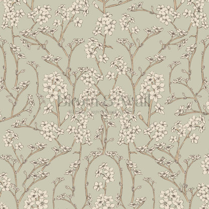 Fiammette Cottage Florals Sage Ivory Wallpaper