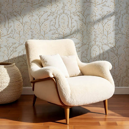 Fiammette Cottage Florals Baby Blue Cream Wallpaper