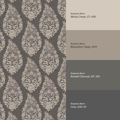 Fida Heirloom Paisley Charcoal Bone Wallpaper