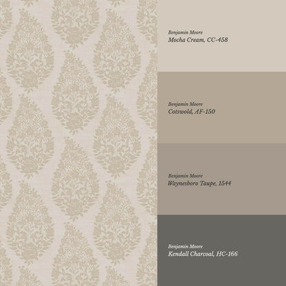 Fida Heirloom Paisley Pale Stone Taupe Wallpaper