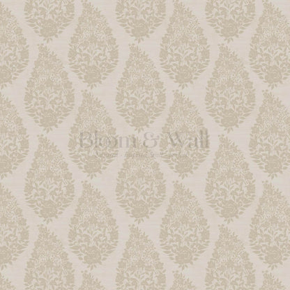 Fida Heirloom Paisley Pale Stone Taupe Wallpaper