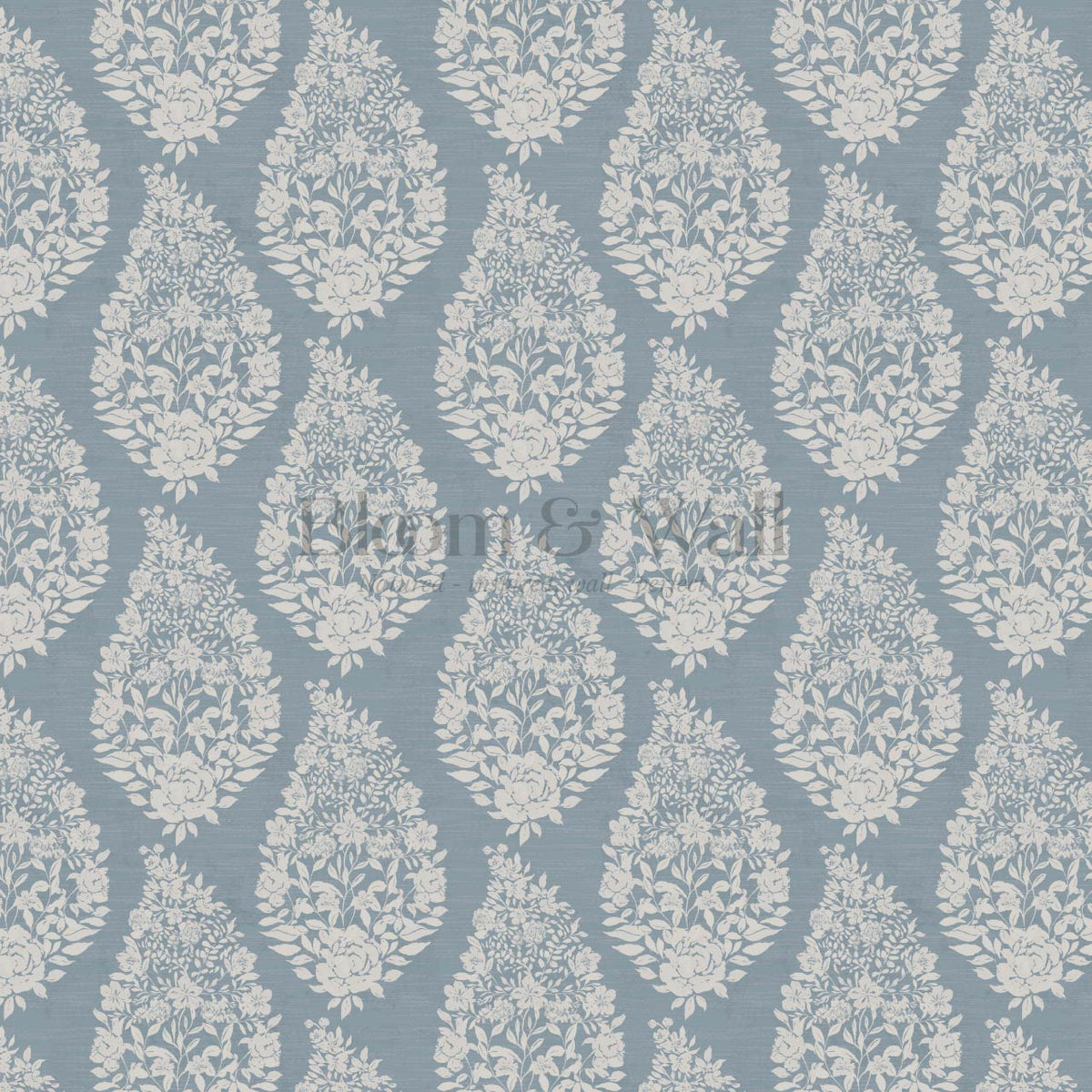 Fida Heirloom Paisley Dusty Blue Dove Gray Wallpaper