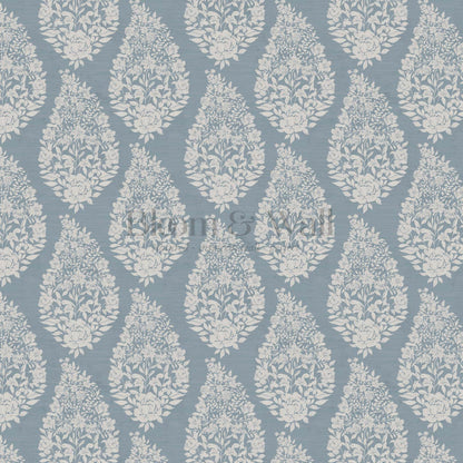 Fida Heirloom Paisley Dusty Blue Dove Gray Wallpaper
