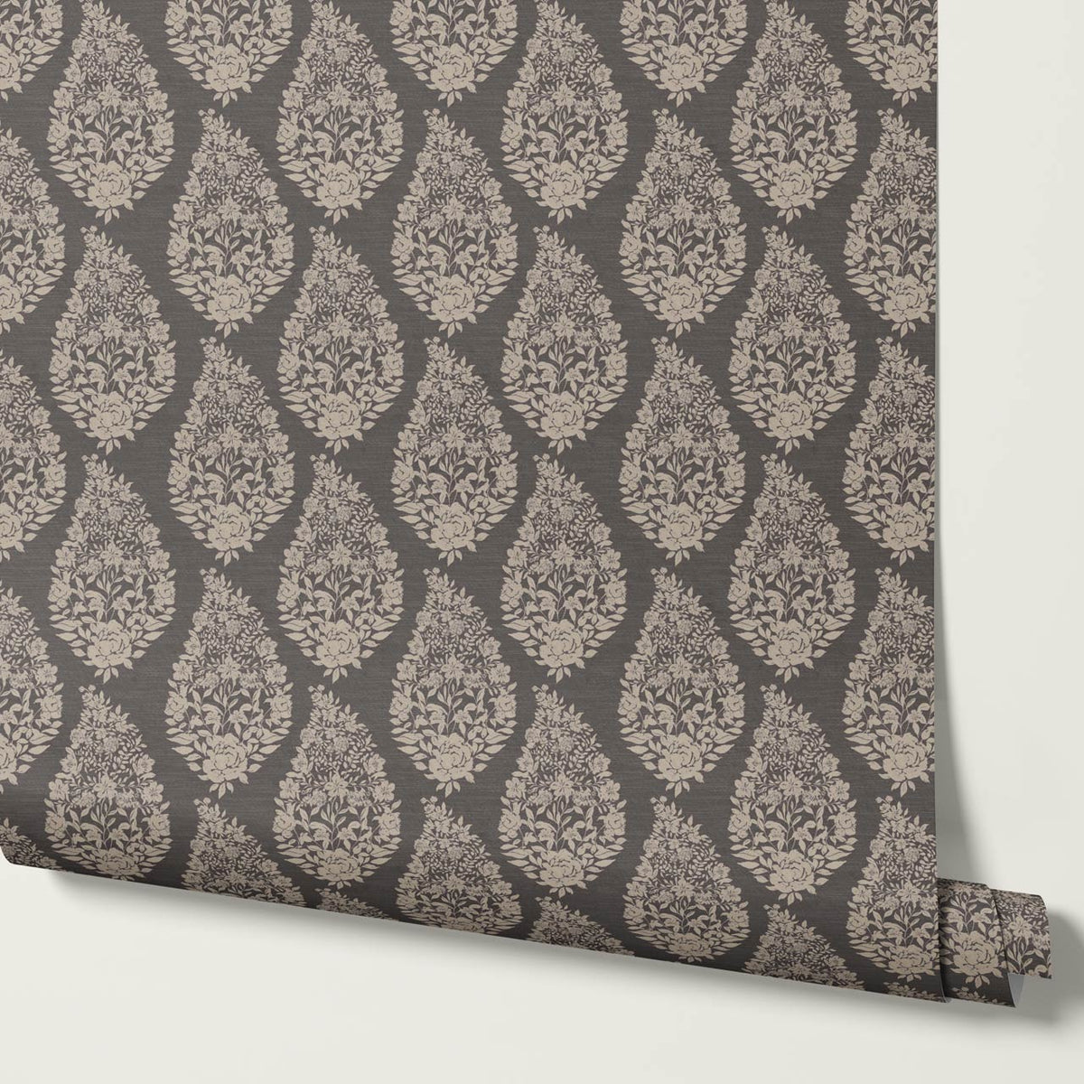 Fida Heirloom Paisley Charcoal Bone Wallpaper