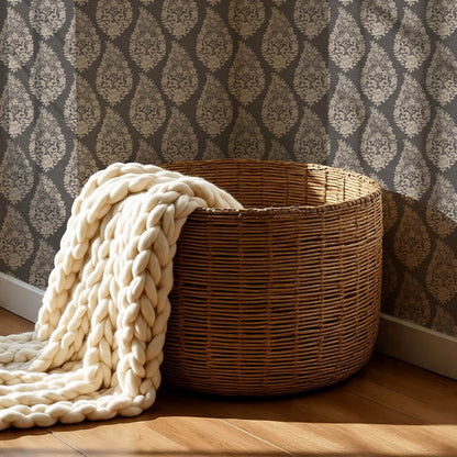Fida Heirloom Paisley Charcoal Bone Wallpaper