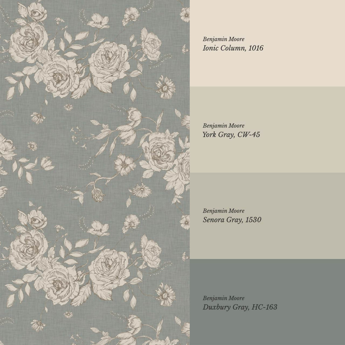 Fina Roses of Memory Gray Green Bone Wallpaper