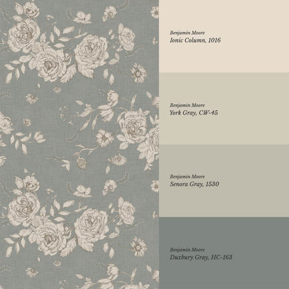 Fina Roses of Memory Gray Green Bone Wallpaper