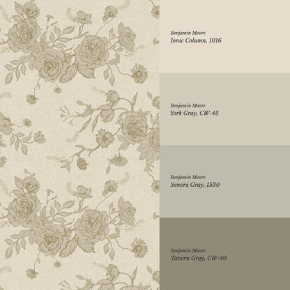 Fina Roses of Memory Warm Beige Olive Wallpaper