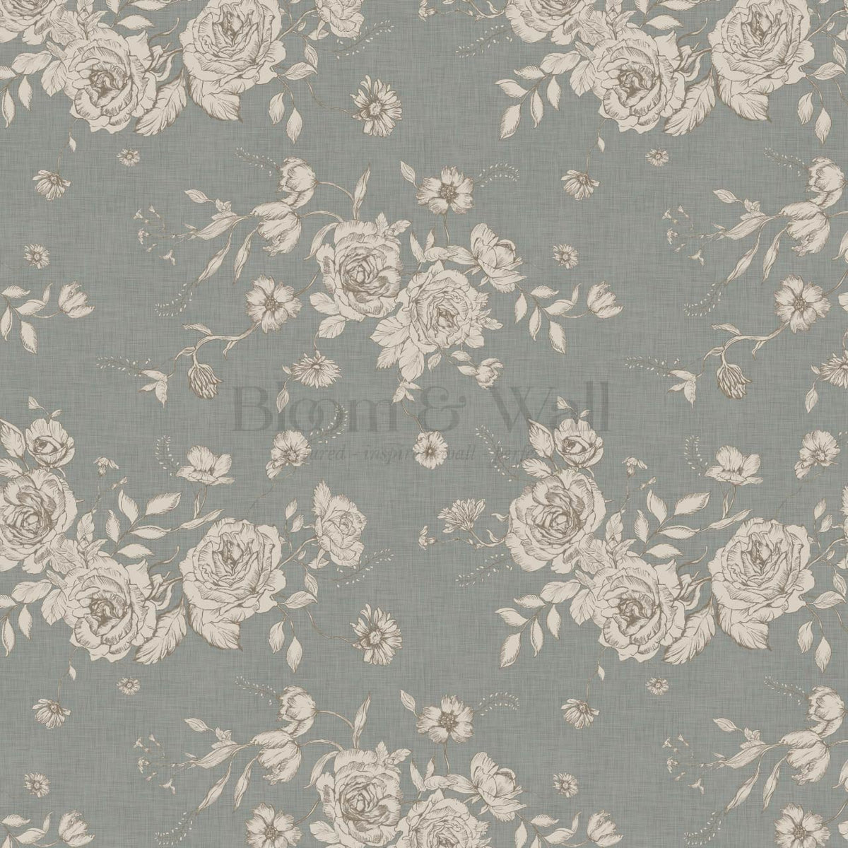 Fina Roses of Memory Gray Green Bone Wallpaper