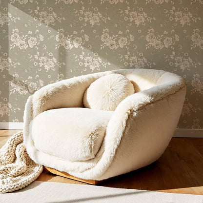 Fina Roses of Memory Laurel Green Cream Wallpaper