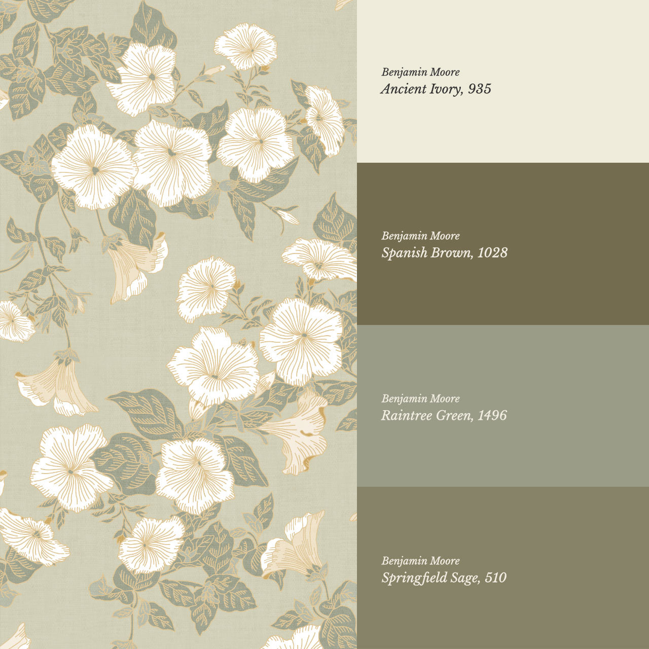 Fleurine Sage Petunia Vines Wallpaper