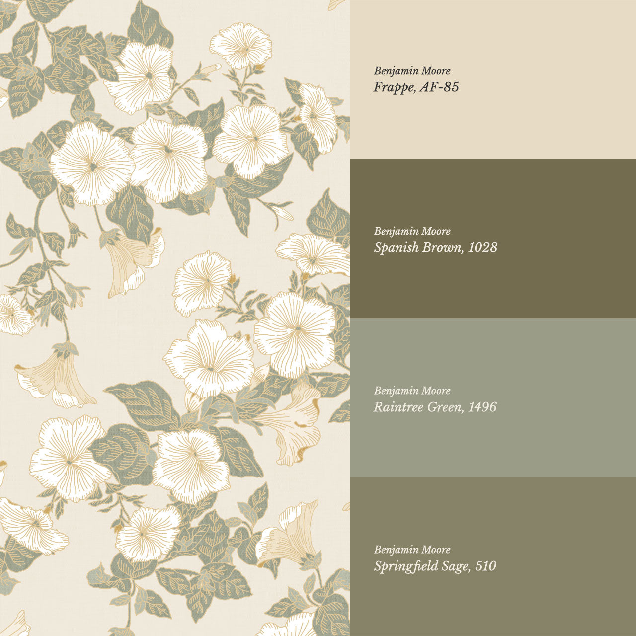 Fleurine Wheat Beige Petunia Vines Wallpaper