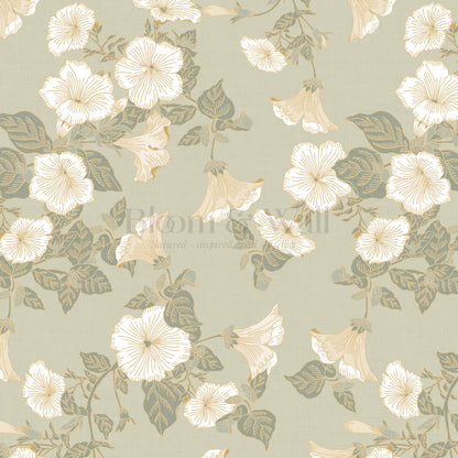Fleurine Sage Petunia Vines Wallpaper