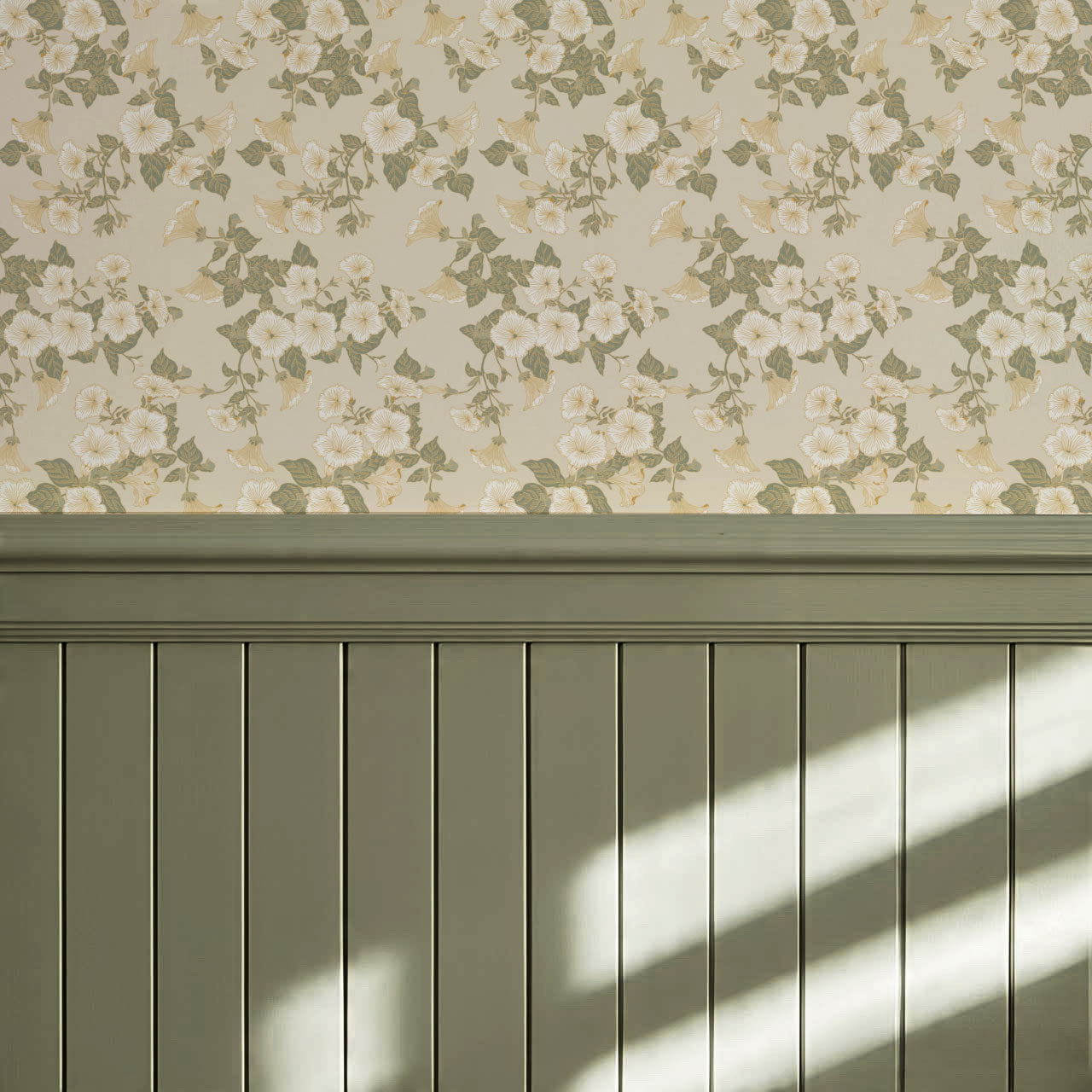Fleurine Wheat Beige Petunia Vines Wallpaper