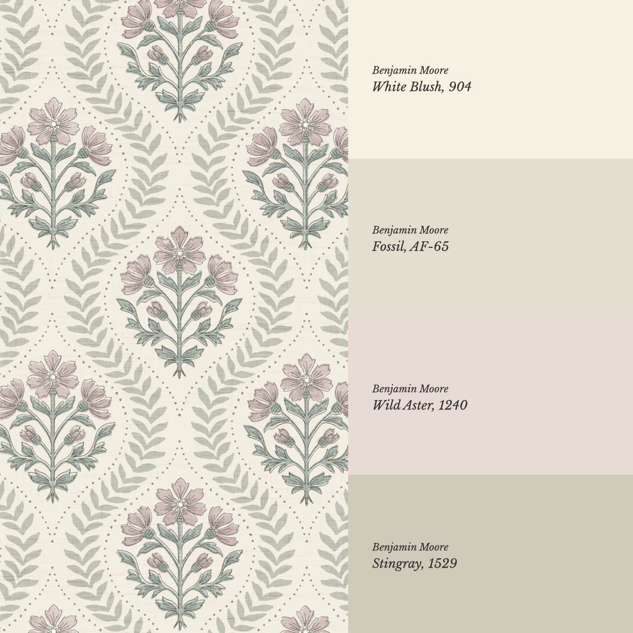 Flor Cosmos Flower Block Print Ivory Mauve Wallpaper