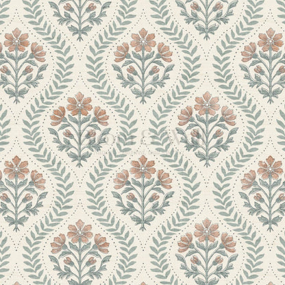 Flor Cosmos Flower Block Print Sage Earth Wallpaper