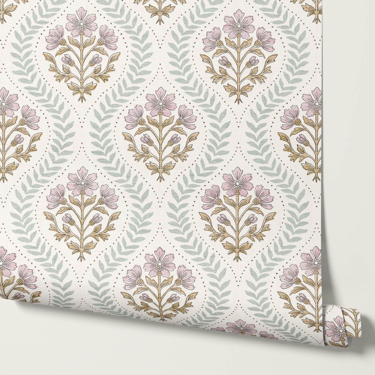 Flor Cosmos Flower Block Print Pastel Cream Wallpaper