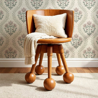 Flor Cosmos Flower Block Print Ivory Mauve Wallpaper