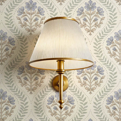 Flor Cosmos Flower Block Print Dry Sage Sky Cream Wallpaper