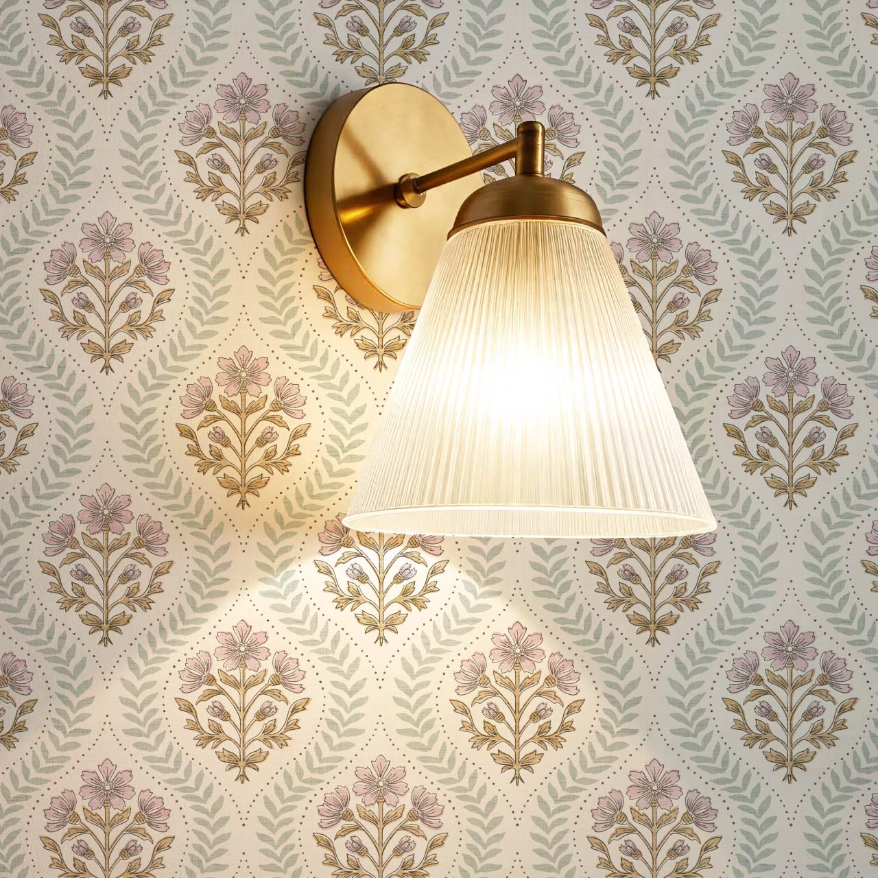 Flor Cosmos Flower Block Print Pastel Cream Wallpaper