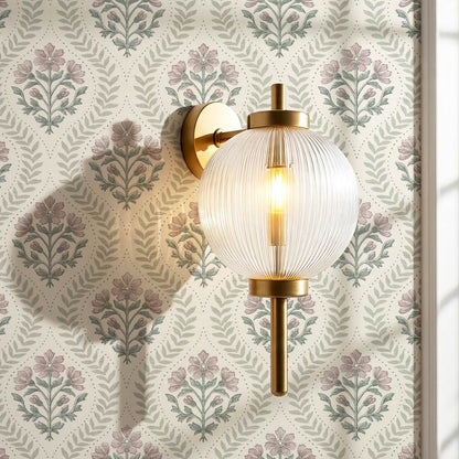 Flor Cosmos Flower Block Print Ivory Mauve Wallpaper