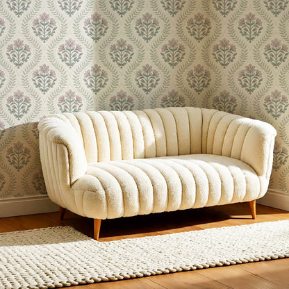 Flor Cosmos Flower Block Print Ivory Mauve Wallpaper