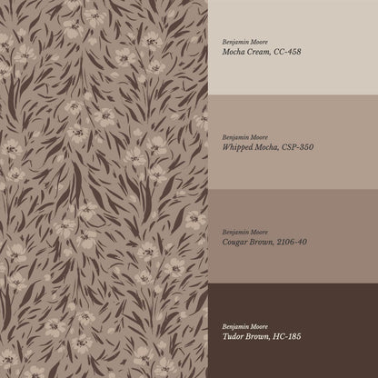 Flora Botanical Mocha Wallpaper